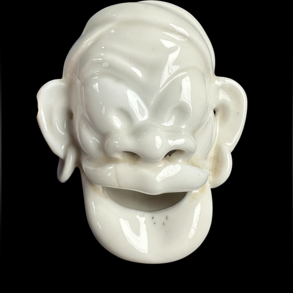 RARE Vintage Antique White‎ Smoking Monkey Head Ashtray